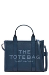 Marc Jacobs The Leather Medium Tote Bag In Blue Sea