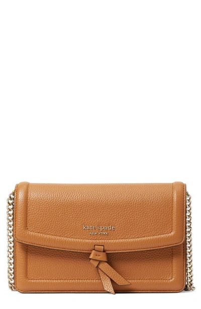 Kate Spade Knott Pebbled Leather Flap Crossbody Bag In Bungalow