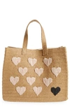 Btb Los Angeles Be Mine Straw Tote In Sand/ Dusty