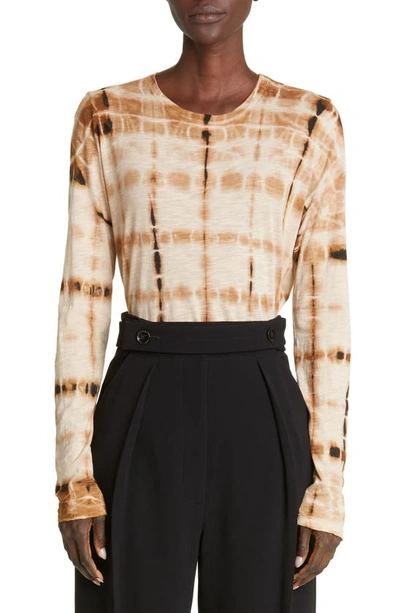 Proenza Schouler Tie Dye Long Sleeve Cotton Shirt In Brown Multi