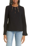 Jonathan Simkhai Sharon Cutout Detail Crepe Top In Black