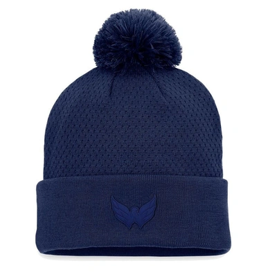 Fanatics Branded Navy Washington Capitals Authentic Pro Road Cuffed Knit Hat With Pom
