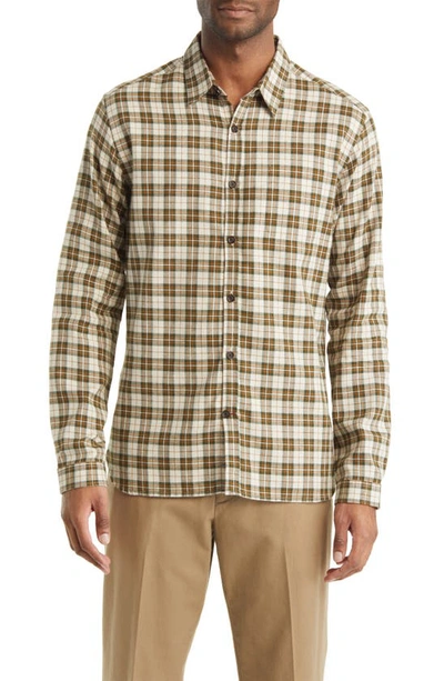 Oliver Spencer New York Special Plaid Organic Cotton Flannel Button-up Shirt In Beige