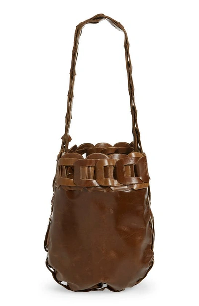 Sc103 Links Leather Tote In Mahogany