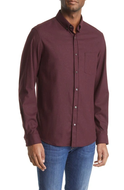 Frame Collared Wool-blend Shirt In Dark Burgundy