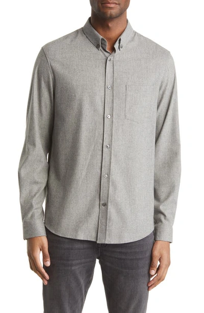 Frame Collared Wool-blend Shirt In Light Grey