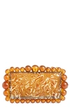 Cult Gaia Eos Beaded Acrylic Box Clutch In Auburn