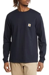 Carhartt Long Sleeve Pocket T-shirt In Dark Navy