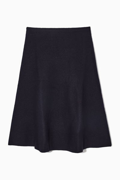 Cos Flared Merino Wool Midi Skirt In Blue
