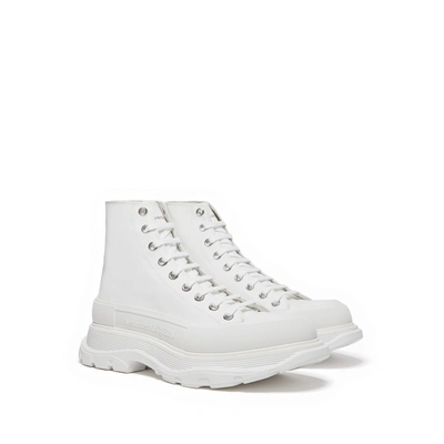 Alexander Mcqueen Baskets Montantes Tread Slick En Coton In White