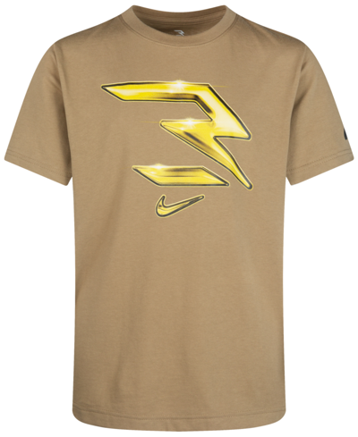 Nike 3brand By Russell Wilson Big Boys Reflective Icon Short Sleeve T-shirt In Canteen