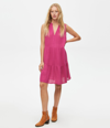 Michael Stars Daisy Tiered Cotton Gauze Babydoll Dress In Fuchsia