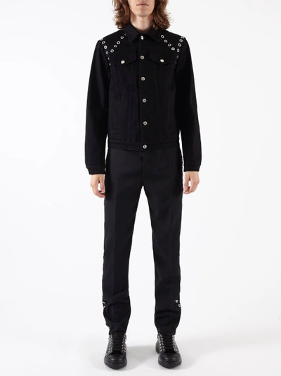Alexander Mcqueen Embellished Denim Jacket In Black