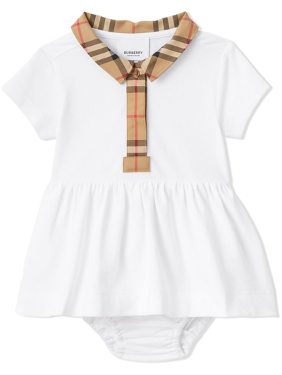 Burberry Baby Girl's Tavi Check Trim Cotton Dress & Bloomers Set In White
