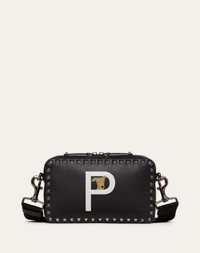 Valentino Garavani Rockstud Pet Crossbody Bag In Black/white