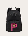 Valentino Garavani Rockstud Pet Customisable Backpack In Black/sheer Fuchsia