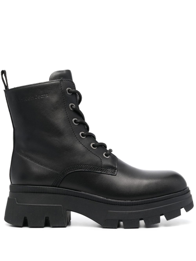 Calvin Klein Chunky Lace-up Combat Boots In Schwarz