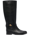 Ralph Lauren Brittaney Logo-plaque Boots In Black