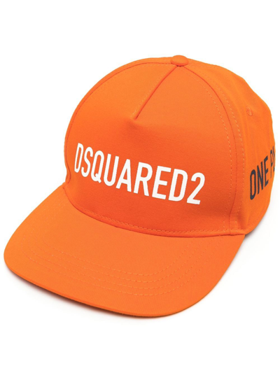 Dsquared2 Logo-print Cotton Cap In Orange