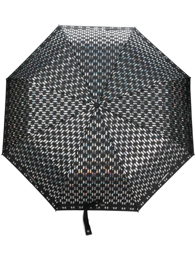 Karl Lagerfeld K/monogram Iridescent Umbrella In Black