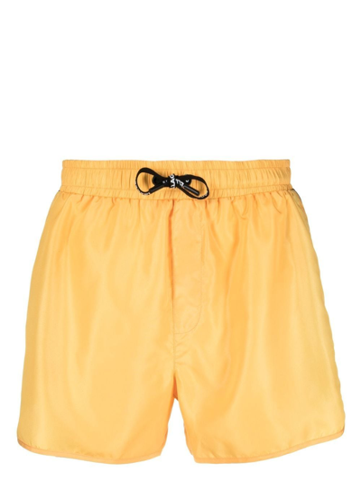 Karl Lagerfeld Logo-tape Drawstring Board Shorts In Yellow