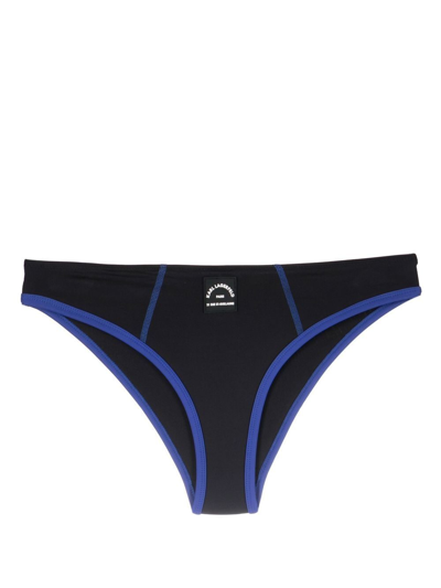 Karl Lagerfeld Sporty Logo Bikini Bottoms In Black