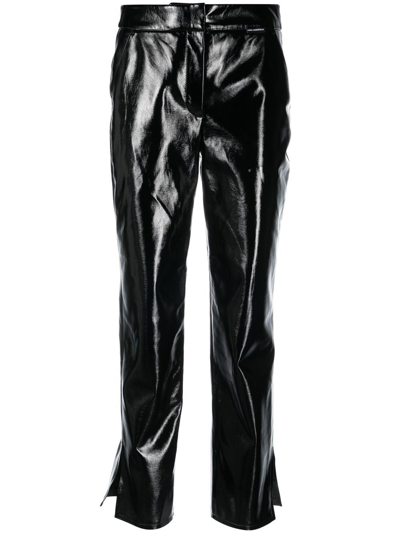 Karl Lagerfeld Faux-leather Patent-finish Trousers In Black