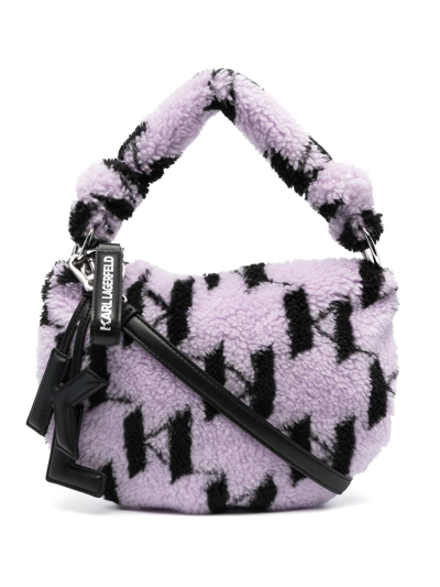 Karl Lagerfeld K/knotted Faux-shearling Bag In Purple