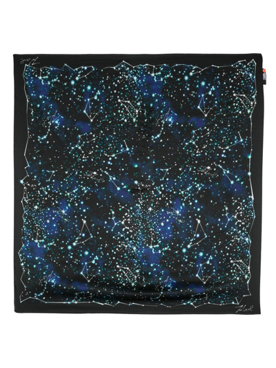 Karl Lagerfeld Space Milkyway Evening Silk Scarf In Black