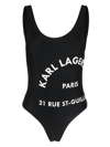 KARL LAGERFELD LOGO-PRINT SWIMSUIT