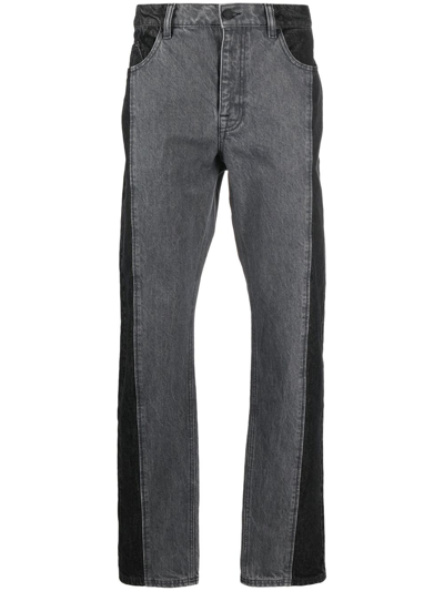 Karl Lagerfeld Colour-block Straight-leg Jeans In Grey