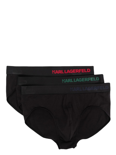 Karl Lagerfeld Logo-print Briefs (pack Of 3) In Black