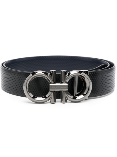Ferragamo Double-gancini Leather Belt In Multicolor