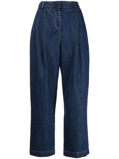 Ymc You Must Create Market High-waist Cropped Trousers In Blue