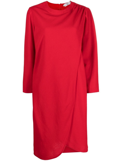 Pre-owned Valentino 1980s Draped-detailing Shift Dress In Red