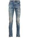 Purple Brand Paint-splatter Print Jeans In Blue