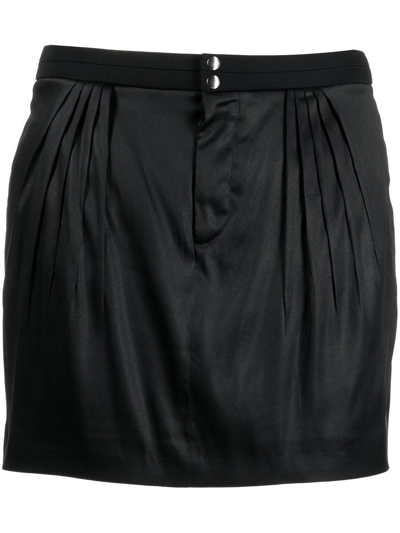 Pre-owned Gucci 2000s Pleat-detailing High-waisted Miniskirt In Black