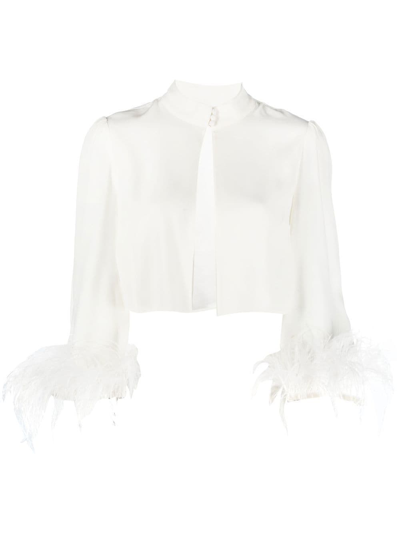 Rixo London Addison Feather-trim Blouse In White