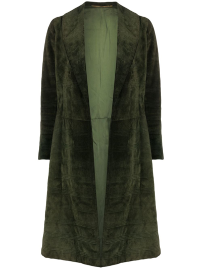 Pre-owned A.n.g.e.l.o. Vintage Cult 1960s Embroidered Suede Coat In Green