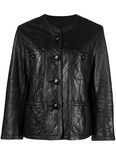 Pre-owned A.n.g.e.l.o. Vintage Cult 1990s Diamond-quilted Leather Jacket In Black