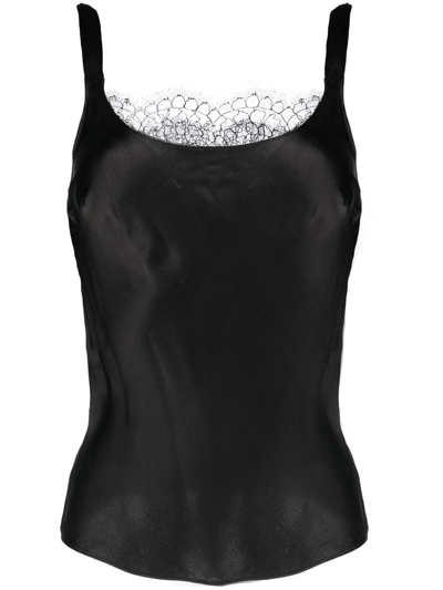 Pre-owned Dior 2010  Lace-panelled Silk Cami Top In Black
