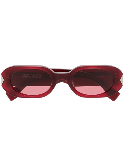 Marcelo Burlon County Of Milan Oval-frame Sunglasses In Red