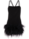Attico Fujiko Feather-trimmed Mini Dress In Black
