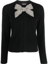 Kate Spade Embellished Bow-neck Cardigan In Black