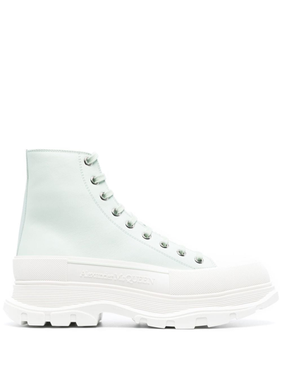 Alexander Mcqueen Tread Slick Ankle Boots In White