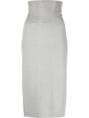 Victoria Beckham Fitted Split-hem Stretch-woven Midi Skirt In Silver
