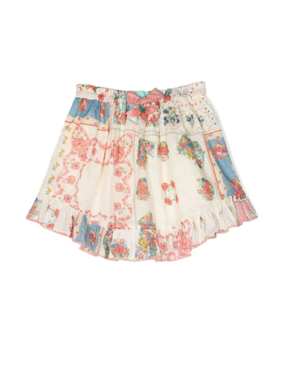 Zimmermann Kids' Patchwork-detail Skirt In Multicolor
