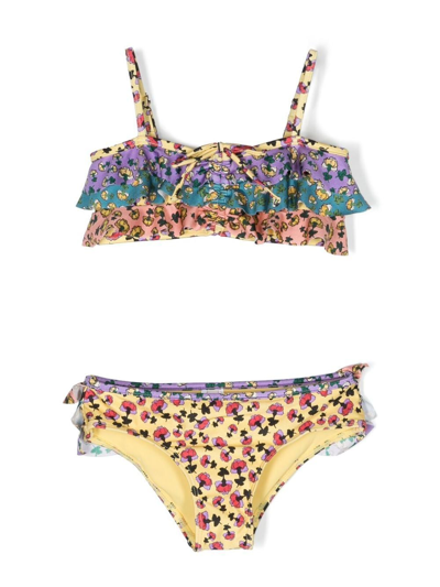 Zimmermann Kids' Tiggy Frilled Bikini Set In Spliced Ditsy Floral