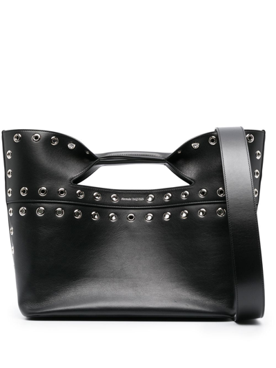 Alexander Mcqueen The Bow Eyelet Tote Bag In Black