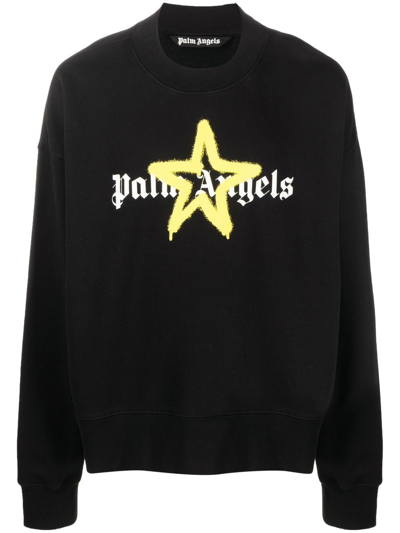 Palm Angels Star Sprayed-print Sweatshirt In Black
